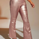 SXY Pantalones Acampanados De Pu Rosa