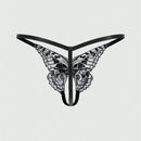 ROMWE Goth Ropa Interior Femenina Con Mariposas Bordadas Y Entrepierna Abierta
