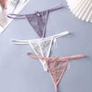 Set de 3 piezas de pantis de encaje transparente con diseno de lazo sexy para mujer
