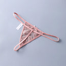 Set de 3 piezas de pantis de encaje transparente con diseno de lazo sexy para mujer