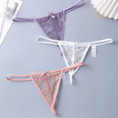 Set de 3 piezas de pantis de encaje transparente con diseno de lazo sexy para mujer