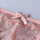 Set de 3 piezas de pantis de encaje transparente con diseno de lazo sexy para mujer