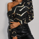 Clasi Camisa De Patron Geometrico Con Cuello Asimetrico