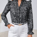Frenchy Camisa De Mujer Con Estampado De Cachemira Y Detalle De Encaje