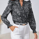Frenchy Camisa De Mujer Con Estampado De Cachemira Y Detalle De Encaje