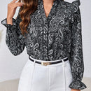 Frenchy Camisa De Mujer Con Estampado De Cachemira Y Detalle De Encaje