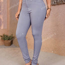 Apperloth a pantalon casual comodo para citas en color morado con cintura alta elastica, bolsillo inclinado ajustado y tobillera conica