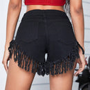 Shorts Vaqueros Ultra Cortos Sexy Con Adornos De Flecos Para Mujeres