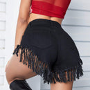 Shorts Vaqueros Ultra Cortos Sexy Con Adornos De Flecos Para Mujeres