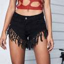 Shorts Vaqueros Ultra Cortos Sexy Con Adornos De Flecos Para Mujeres