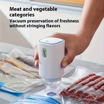 Selladora Eléctrica Portátil Recargable USB - Bomba Automática para Conservación de Alimentos con 5 Bolsas Reutilizables, Preservación de Frescura y Sabor para Carne y Verduras, Diseño Ergonómico, Uso en Cocina y Viajes, Sellado Compacto y Duradero, Mang