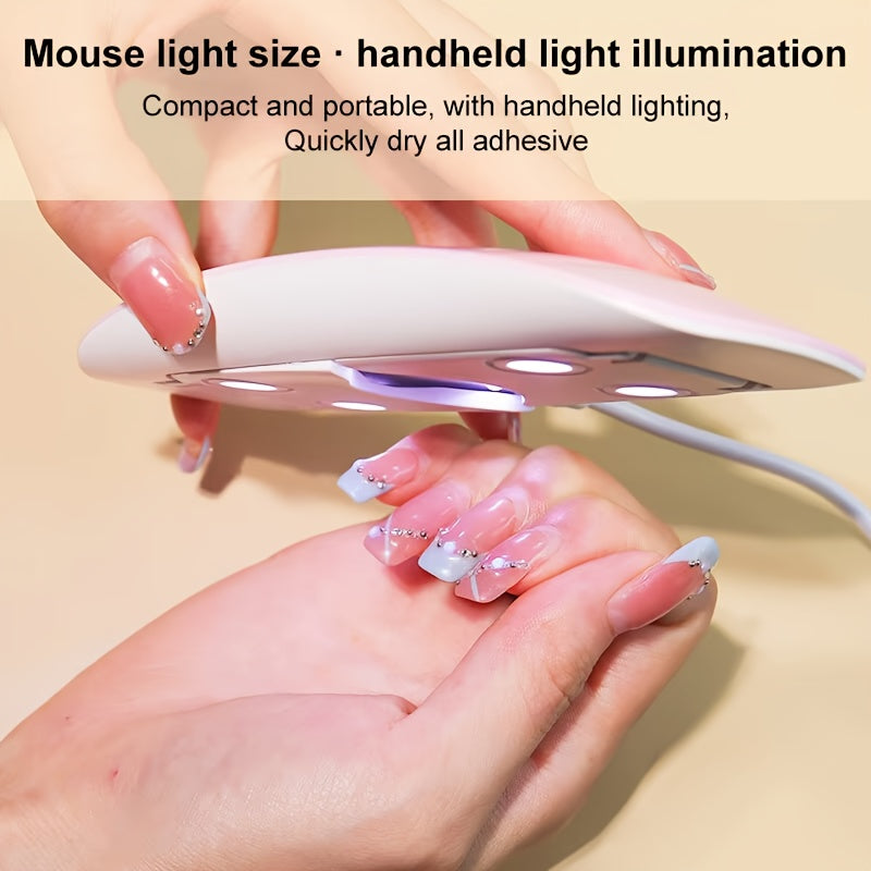 Secador de Uñas Mini - 6 LED / Luz Azul Portátil para Manos y Pies, Lámpara Compacta USB para Secado Rápido de Esmalte en Gel, Diseño Sin Olor Seguro para Hogar y Viaje, Cuerpo Ligero de Plástico
