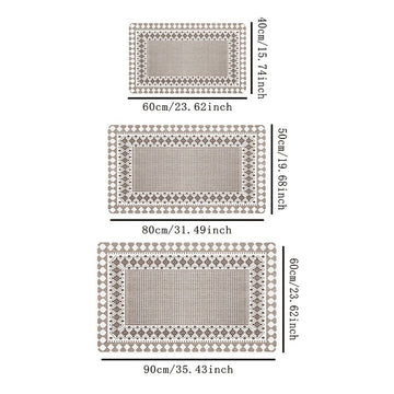 1 pieza de alfombrilla tejida estilo bohemio, alfombrilla rectangular antideslizante, suave y lavable en máquina, fibra de poliéster, adecuada para sala de estar, dormitorio y entrada.
