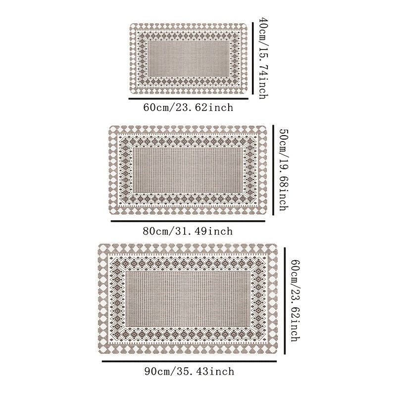 1 pieza de alfombrilla tejida estilo bohemio, alfombrilla rectangular antideslizante, suave y lavable en máquina, fibra de poliéster, adecuada para sala de estar, dormitorio y entrada.