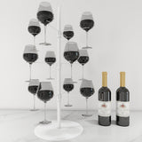 1pc Elegante Estante de Metal para Copas, Acabado en Esmalte, Estante Colgante para Copas de Champán y Vino, Organizador de Almacenamiento de Vajilla para Decoración del Hogar, Bodas, Exhibición de Banquetes, Artesanía de Hierro, Pata Alta