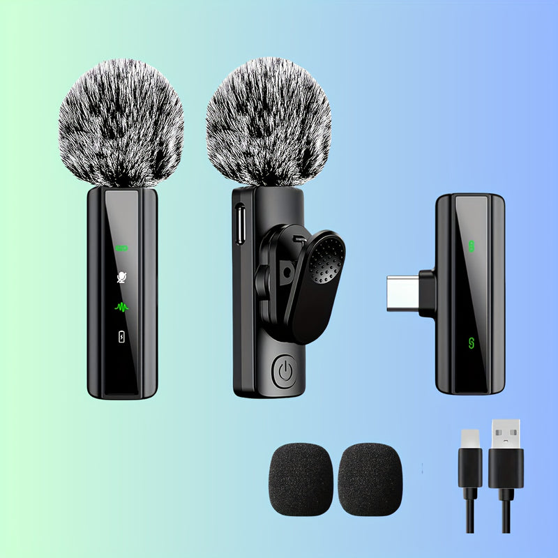 Microfono sin varillas Lavalier Profesional con Cancelación de Ruido, Grabación USB-C y Clip de Un Toque - Antiviento, Recargable para Vlogging e Intervenciones, Diseño Compacto con Receptor para Streaming y Equipamiento de Vlog