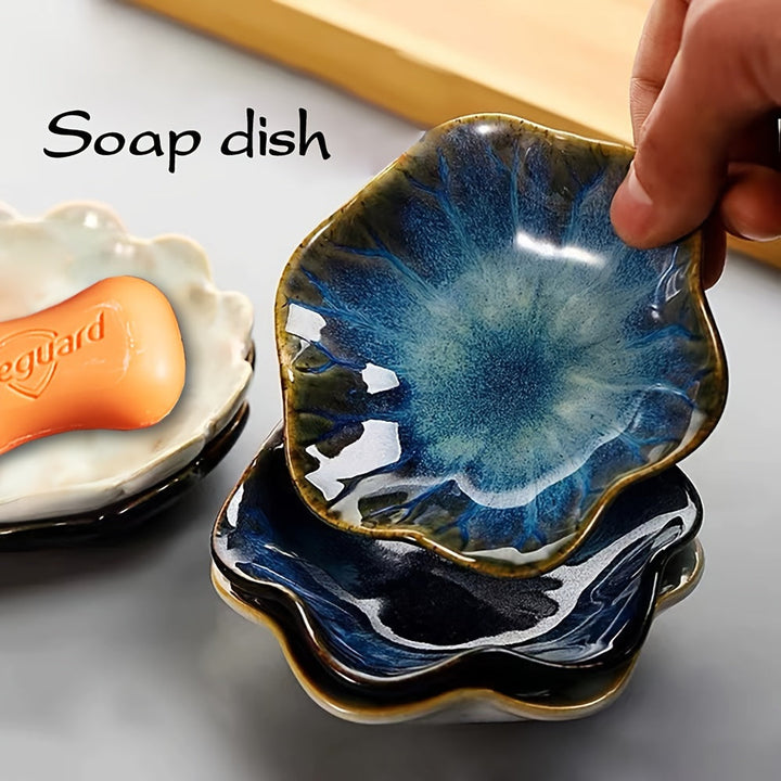 1 Pieza, Plato De Jabón Creativo, Bandeja De Jabón De Cerámica, Soporte En Forma De Flor, Estante Para Baño, Bandeja De Almacenamiento Multifuncional, Decoración Del Hogar, Accesorios De Baño