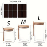 Juego de 6 recipientes transparentes con tapas de bambú, cucharas y etiquetas, frascos herméticos para azúcar, condimentos, té, café, harina, granos y sales de baño
