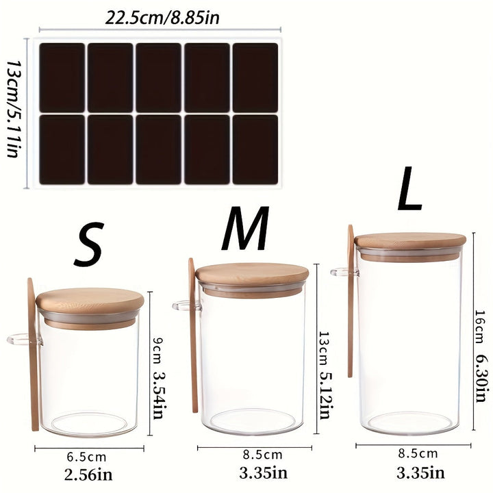 Juego de 6 recipientes transparentes con tapas de bambú, cucharas y etiquetas, frascos herméticos para azúcar, condimentos, té, café, harina, granos y sales de baño