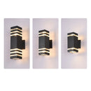 1 ud., Lámpara de Pared Exterior Negra Simple, Sin Fuente de Luz, Doble Cabeza 2-Niveles, Iluminación Arriba y Abajo de 6 Niveles, Base E27 para Bombilla, Carcasa Plástica IP55, Lámpara Cuadrada Montable en la Pared, Adecuada para Patio, Puerta Principal