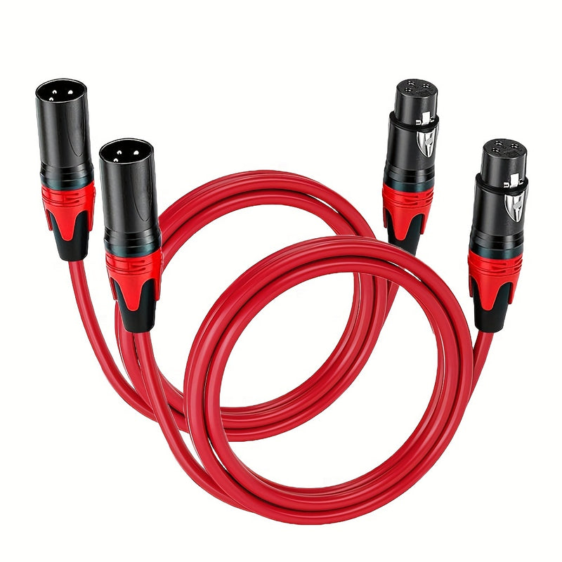 2pcs Cables de Micrófono XLR - Macho a Hembra, Cable de Altavoz Balanceado de 3 Pines con Conductores de Cobre Duraderos para Mezcladores, Altavoces, Estaciones de Radio y Podcasts