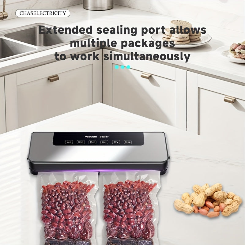 Máquina de sellado al vacío totalmente automática para el hogar, máquina pequeña de sellado y conservación de plástico para cocina, máquina de envasado al vacío de alimentos, sellado automático del aire de alimentos, máquina de sellado al vacío adecuada