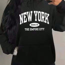 Essnce sudadera con capucha informal con cordon y estampa de letras, talla grande, para otono/invierno