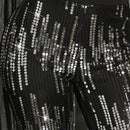 SXY Pantalones Ajustados De Cintura Alta Con Lentejuelas