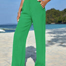 Pantalones casuales de pierna recta y cintura alta con bolsillos diagonales dobles