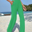 Pantalones casuales de pierna recta y cintura alta con bolsillos diagonales dobles