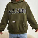 Ezwear sudadera informal con capucha y bolsillo con estampado de letras, para otono/invierno