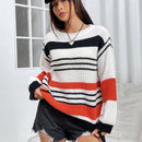 EZwear Sueter Casual De Mujer Con Bloques De Color Y Rayas