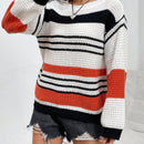 EZwear Sueter Casual De Mujer Con Bloques De Color Y Rayas