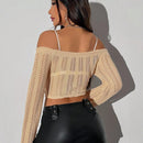 ICON Sueter De Punto Ahuecado Con Hombros Descubiertos Para Mujer