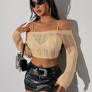 ICON Sueter De Punto Ahuecado Con Hombros Descubiertos Para Mujer