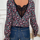 Frenchy Camisa De Patchwork Con Encaje Floral Para Mujer