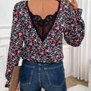 Frenchy Camisa De Patchwork Con Encaje Floral Para Mujer