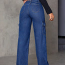 Jeans De De Jean De Carga Con Pierna Recta Para Mujer