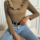 Essnce Camisa Con Cuello Alto En Color Cafe