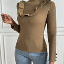 Essnce Camisa Con Cuello Alto En Color Cafe