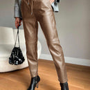 Pantalones ajustados de cintura con cordon para mujeres