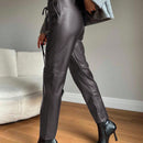 Pantalones ajustados de cintura con cordon para mujeres