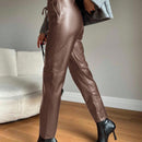 Pantalones ajustados de cintura con cordon para mujeres