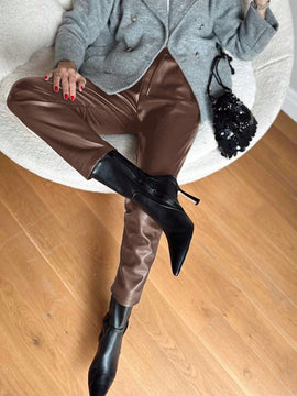 Pantalones ajustados de cintura con cordon para mujeres