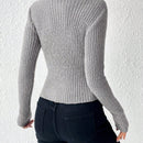 Essnce Sweater De Manga Larga Con Color Solido Y Detalles Ahuecados