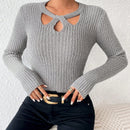 Essnce Sweater De Manga Larga Con Color Solido Y Detalles Ahuecados