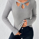 Essnce Sweater De Manga Larga Con Color Solido Y Detalles Ahuecados