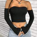 EZwear Top sueter de hombros descubiertos con tejido de punto acanalado