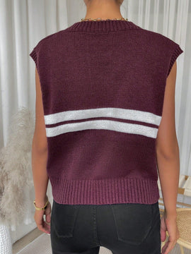 Essnce Chaleco De Jersey De Mujer Con Diseno De Patchwork Rayado De Cuello En V
