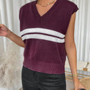 Essnce Chaleco De Jersey De Mujer Con Diseno De Patchwork Rayado De Cuello En V